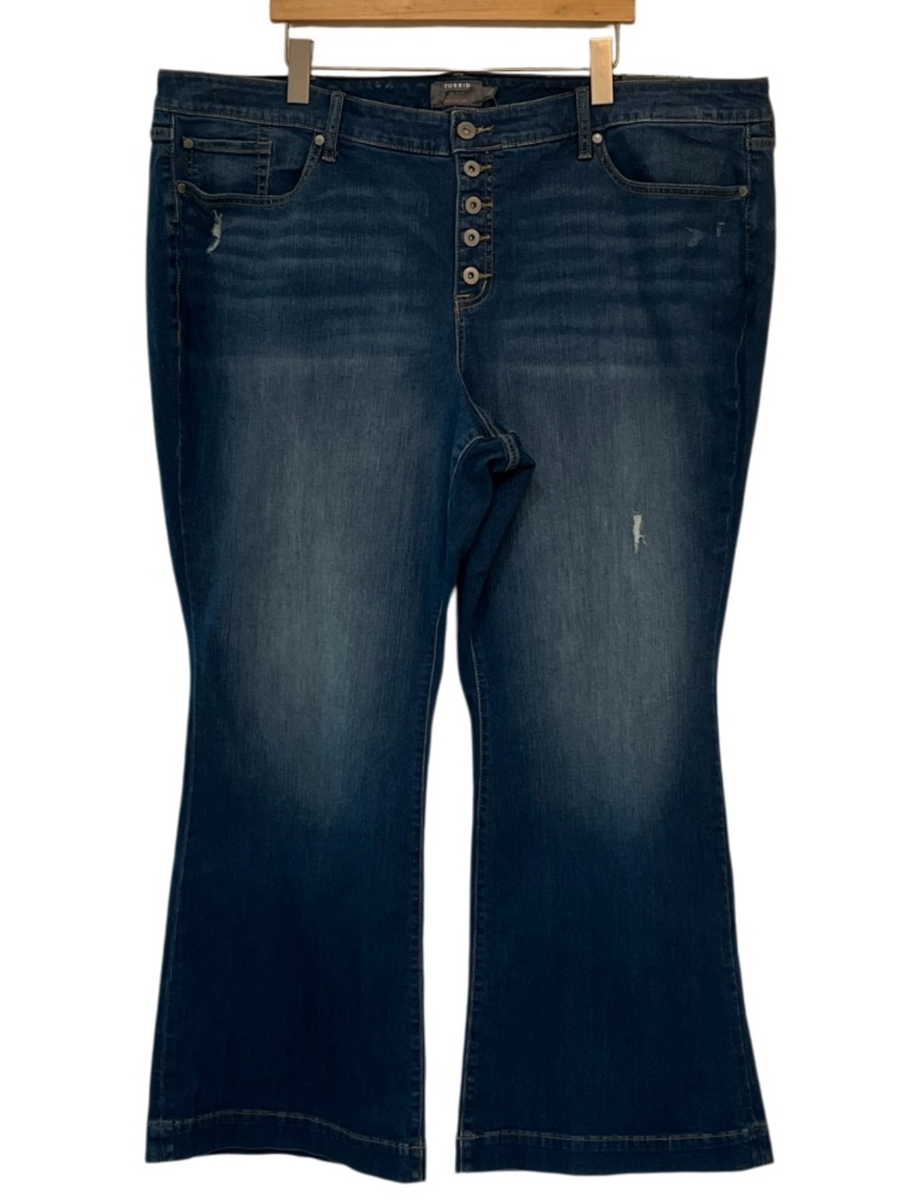 Torrid Mid Rise Flare Jeans Rockstar Dark Wash Button Fly NWT - Picture 3 of 13